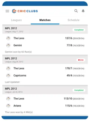 Cricclubs Mobile android App screenshot 2